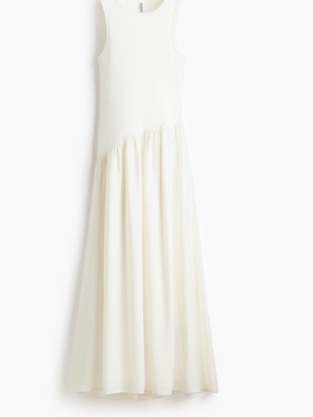 H&M Cream Sleeveless Asymmetric Gathered Maxi Dress